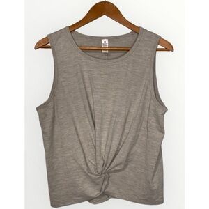 90 Degrees Gray Twist Front Crop Athletic Tank Top Exercise Gym Yoga Fitness XXL